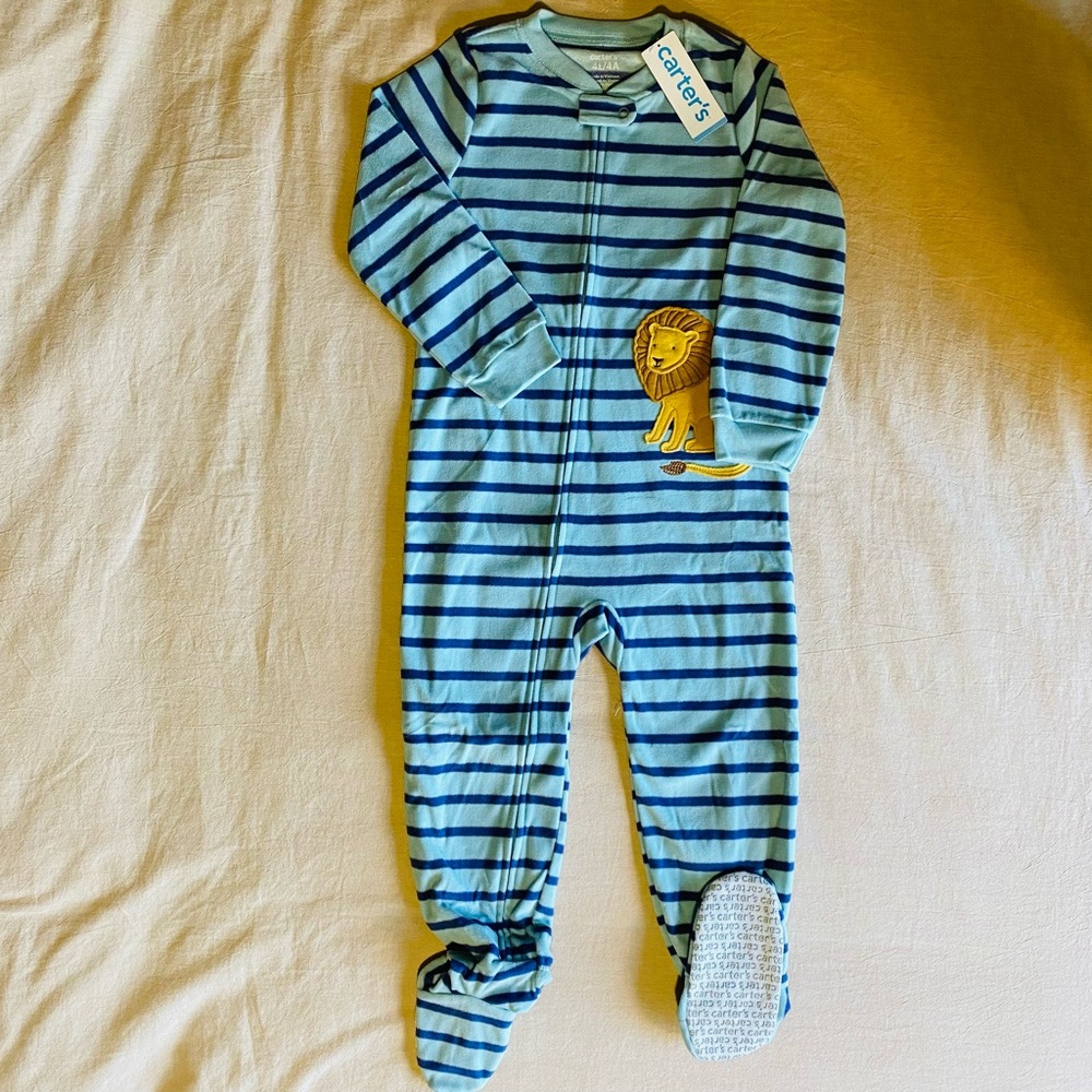 NWT Carter's Toddler Boy Blue Lion One Piece Full Zip-Up Footie Pajama - 4T